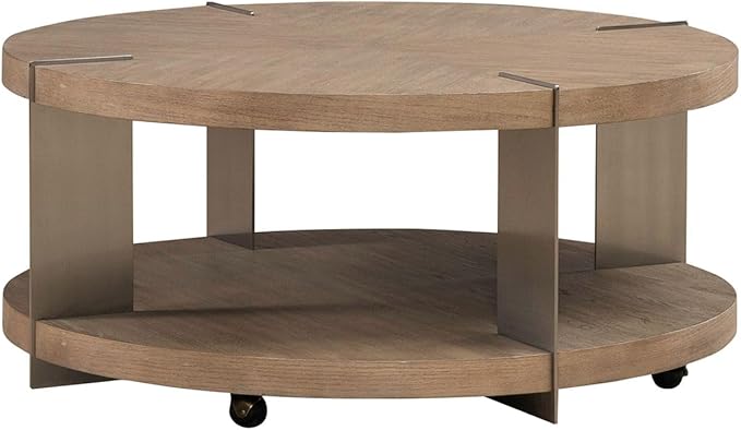 Liberty Furniture Harlow Living Room Round Cocktail Table - Sandstone & Satin Nickel