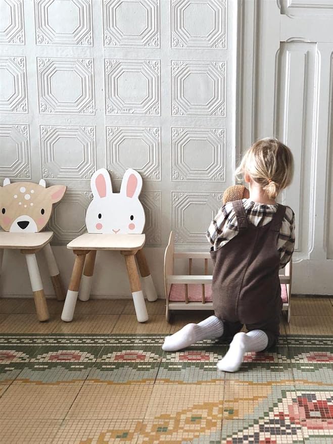 Tender Leaf Toys - Forest Table and Chairs Collections - Adorable Kids Size Art Play Game Table and Chairs - Made with Premium Materials and Craftsmanship for Children 3+ (Forest Rabbit Chair)