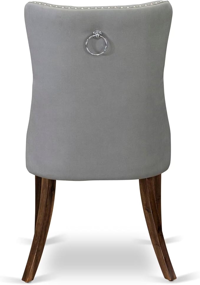 LEDA5-AWA-27-5 Pieces Modern Dining Set Includes a Rectangle Kitchen Table and 4 Light Gray Polyester Fabric Dining Chairs, Antique Walnut
