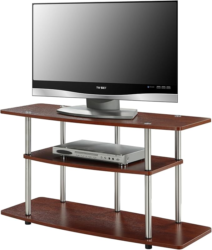 Convenience Concepts Designs2Go No Tools 3-Tier Wide Stand 42" Entertainment Center 46 Inches, Modern TV Mount with Shelves for Living Room, Espresso