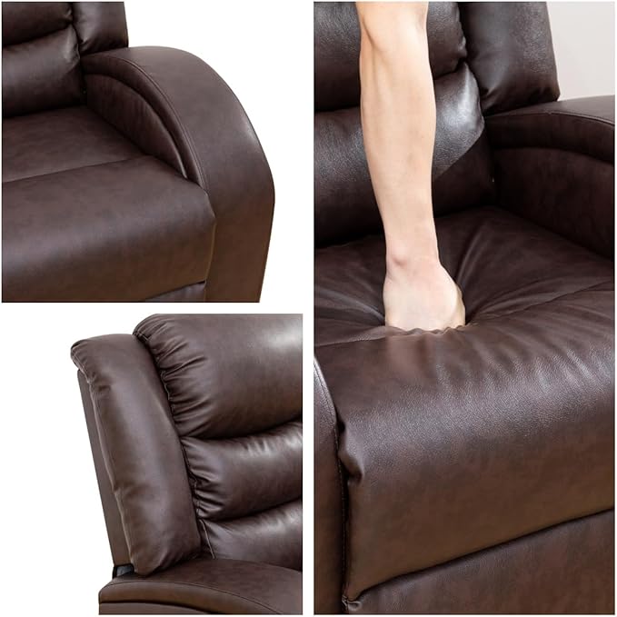 Leather Recliner Chair, Recliner Home Theater Seating, Electric Reclining Chair for Adult, Breathing Chair for Living Room, Brown