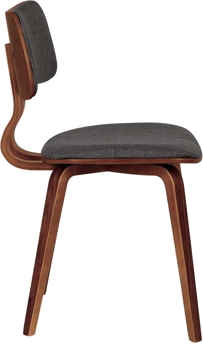 Armen Living Jaguar Dining Chair in Charcoal Fabric and Walnut Wood Finish,Charcoal/Walnut Finish 20D x 18W x 29H in
