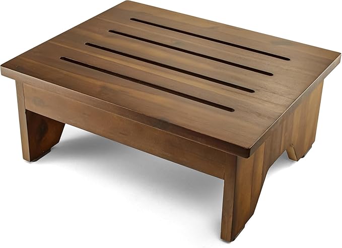 HOLANA One Step Stool for Adults - Step Stools for Bed - Indoor/Outdoor - 200 lbs Safety Stepping Stool Bathroom for Handicap, Elderly, Seniors, Kid, Bathtub, High Beds, Kitchen (Walnut, 5.2" H)