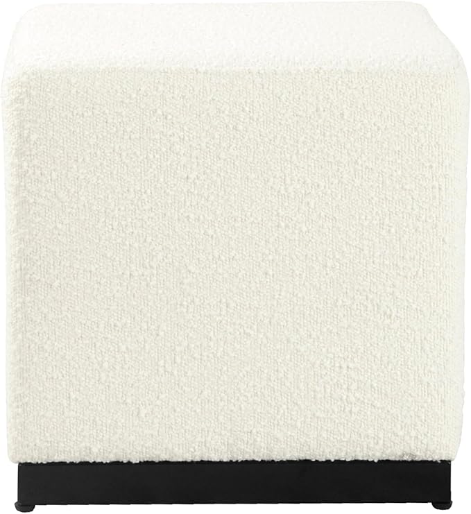 HomePop Cube Ottoman Home Décor |Square Ottoman - Cream Boucle