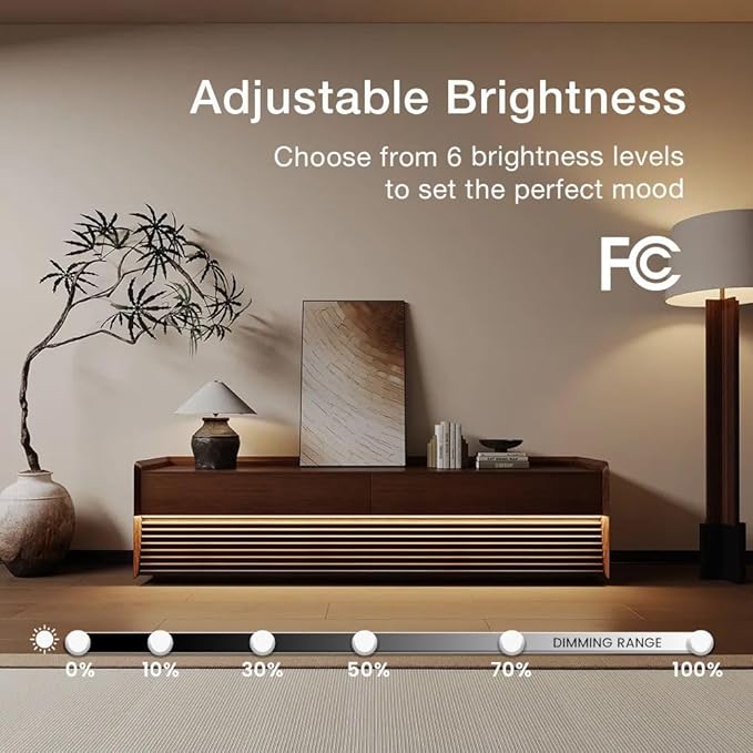 POVISON Fully-Assembled Mid Century Glossy Sintered Stone Tabletop TV Stand with Legs,Wood Media Console with Adjustable LED Light for 70.87" TVs,Entertainment Center with Storage for Living Room