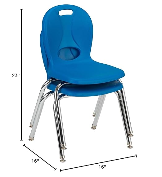 Learniture LNT-114-CSW-BB Learniture Structure Series School Chairs for Classroom, 14" Seat Height, Brilliant Blue, Pack of 4