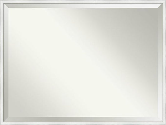Amanti Art White Bathroom Mirror for Over Sink, 31x41 Breeze Distressed White Rectangle Vanity Mirror, X-Large Country Rustic Wood Frame, Hangs Horizonally and Vertically, Bathroom Wall Decor,