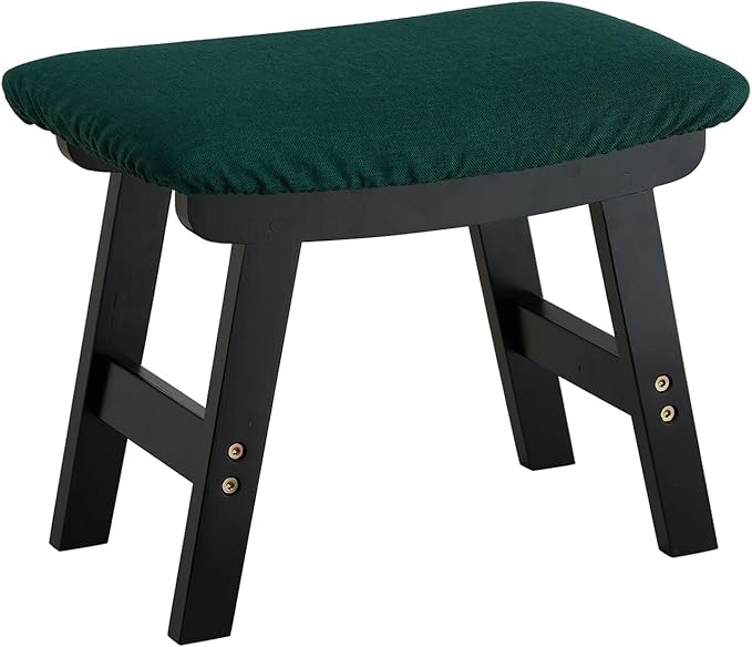 Foot Stool Ottoman Foot Rest Under Desk,Small Stool for Living Room, Bedroom and Kitchen (Black Legs - Green Stool Surface)