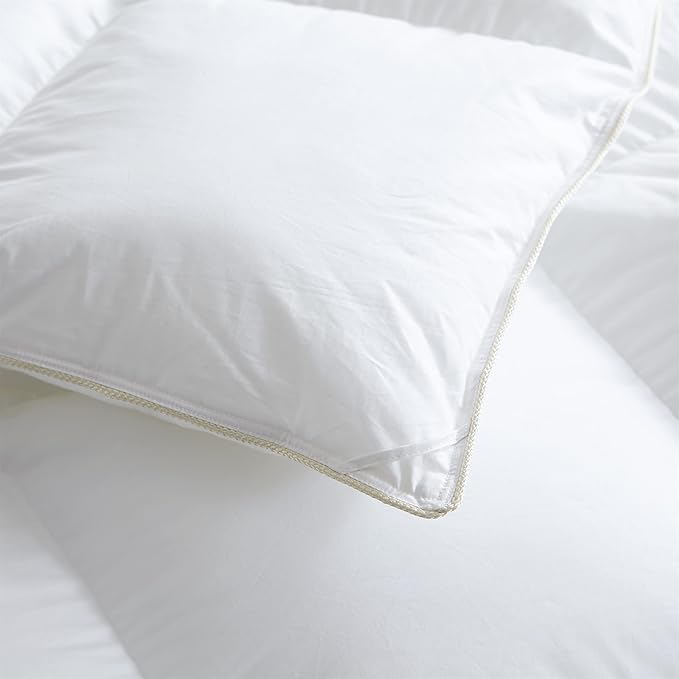 Luxurious White Solid Medium Weight, Oversize California King Size Goose Feathers Down Comforter for All-Season, 108 X 98 inches, Premium Baffle Box, 100% Egyptian Cotton Cover, 80 oz. Fill Weight