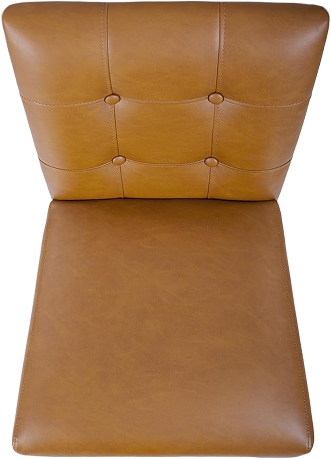 HomePop 24" Upholstered Button Tufted Leatherette Counter Height Barstool Chairs, Carmel Faux Leather (Set of 2)