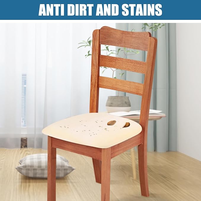 Smiry Velvet Seat Covers for Dining Room Chair Set of 2, Stretch Fit Removable Washable Chair Seat Cushion Protector Slipcovers with Ties, Cream