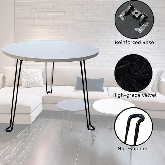 Leather Circle Nesting Tables Coffee Table Set of 2，Folding Table, Outdoor Side Tables，Fashionable End Tables Set Suitable for Living Room, Bedroom, Office, Outdoor, and Courtyard
