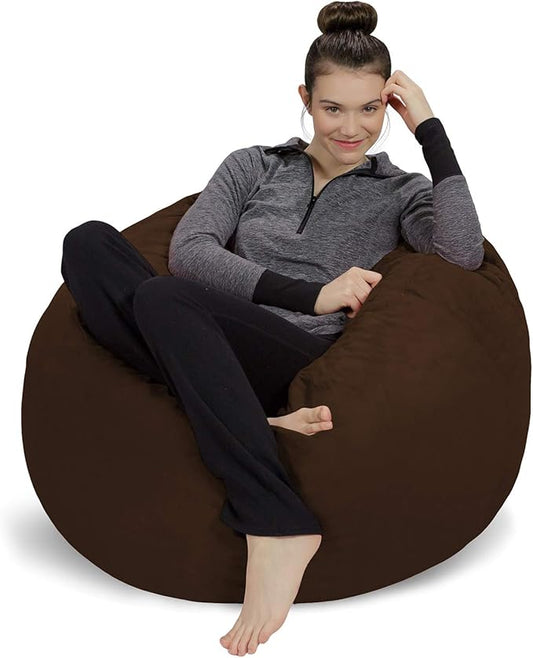 Sofa Sack Bean Bag Chair - Plush, Ultra Soft - Memory Foam Bean Bag Chair with Microsuede Cover - Stuffed Foam Filled Furniture and Accessories for Dorm Room 3 Feet - Chocolate