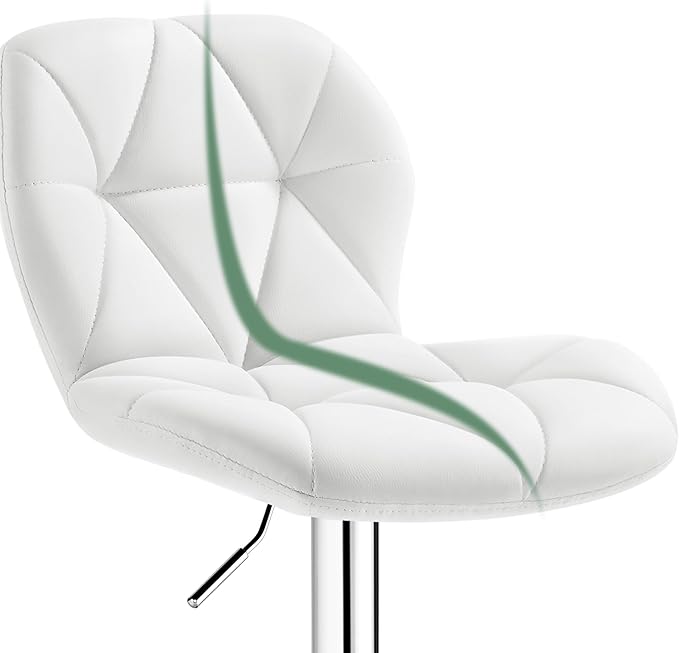 Yaheetech Bar Stools Set of 4, Adjustable PU Leather Swivel Barstools, Modern Counter Stools with Back and Footrest, Counter Height Barstools for Bar, Kitchen, Dining Room, White