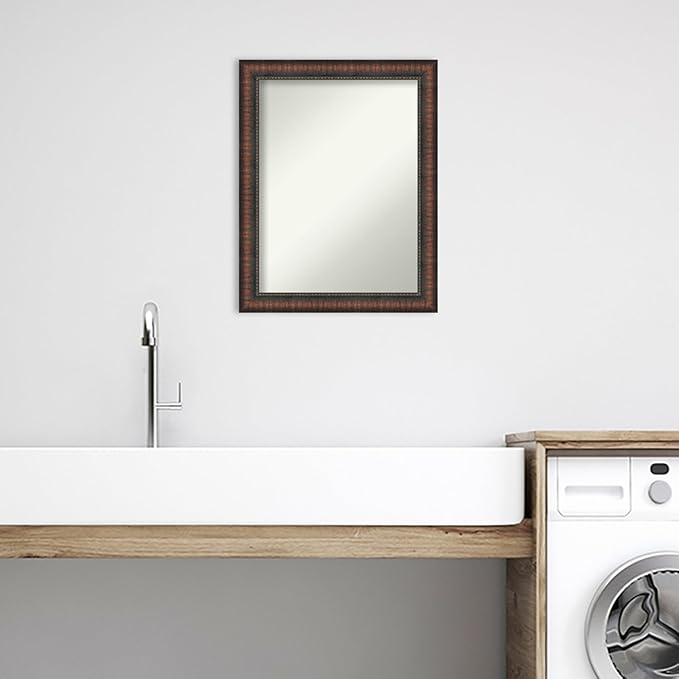 Amanti Art White Bathroom Mirror for Over Sink, 27x21 Cabinet White Narrow Rectangle Vanity Mirror, Medium Modern Frame, Hangs Horizonally and Vertically, Bathroom Wall Decor, Non-Beveled Edge