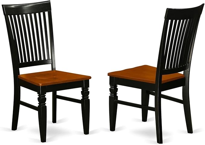East West Furniture DLWE3-BCH-W 3 Piece Kitchen Table & Chairs Set Contains a Round Dining Table with Dropleaf and 2 Dining Room Chairs, 42x42 Inch, Black & Cherry