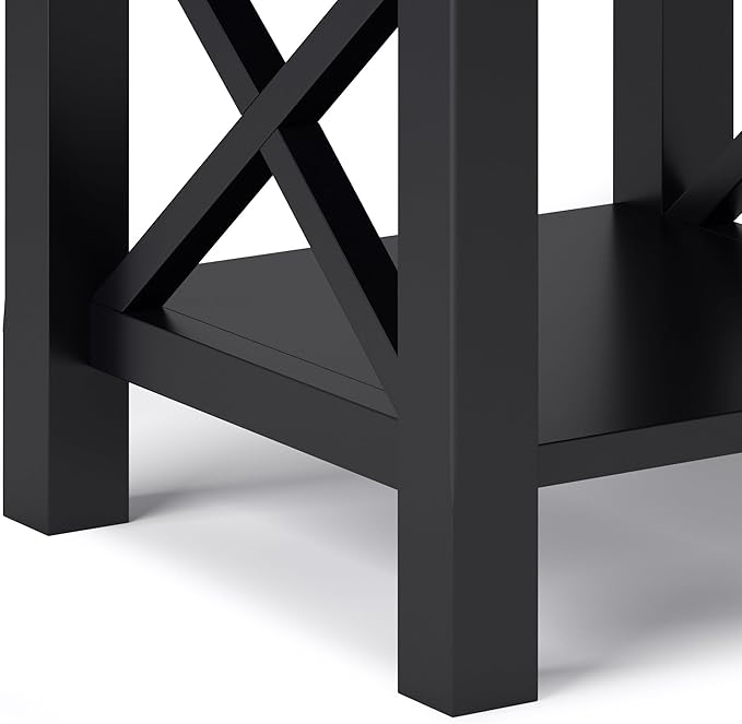 SIMPLIHOME Kitchener SOLID WOOD 21 inch Wide Square Contemporary End Table in Black for the Living Room and Bedroom