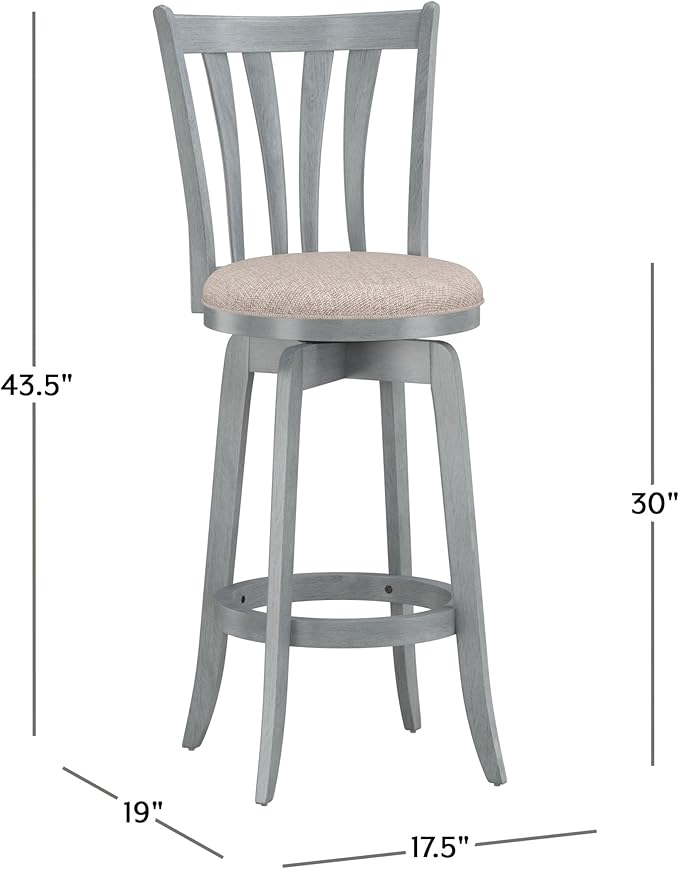 Hillsdale Furniture Savana Wood Bar Height Stool, 30" high, Blue Wire Brush