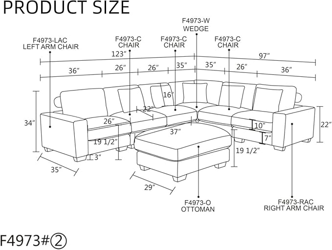 L Shaped Sectional Couches for Living Room, Stylish Sectional Loveseat Sofa with Ottoman & Deep Seats, Living Room Furniture Home Sofa for Adults, Steel Gray