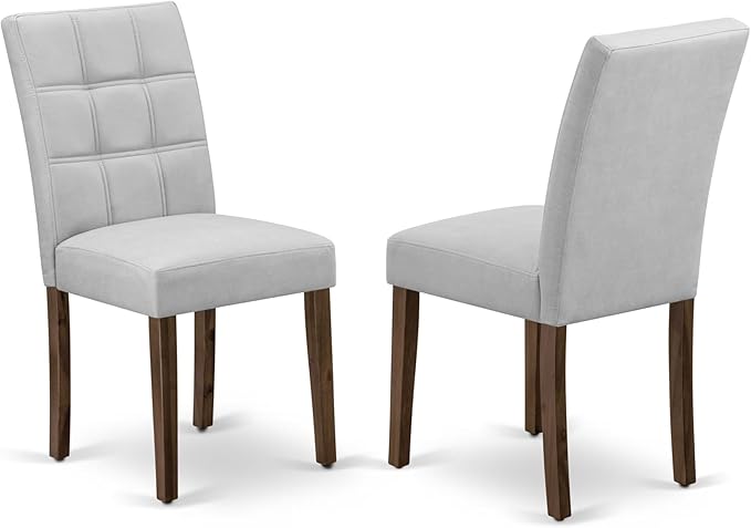 East West Furniture ANAS3-AWA-27 3 Piece Modern Dining Set consists A Dinning Table and 2 Light Gray Polyester Fabric Dinner Chairs, Antique Walnut