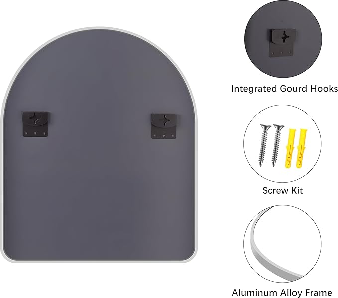 FORBATH Arched Bathroom Mirror 30x36 Inch, Arch Wall Mirror with Silver Aluminum Frame, Arched Mirror for Dresser, Fireplace,Entryway,Home Decor,Hanging or Leaning Against Wall