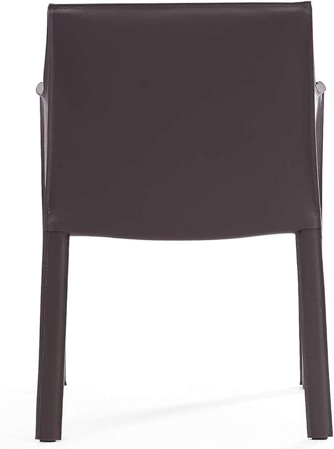 Manhattan Comfort Vogue Modern Faux Leather Dining Chairs, Metal Frame, Comfortable Padded Seat, Fully Assembled Armchair Accent Furniture, Set of 1, Grey