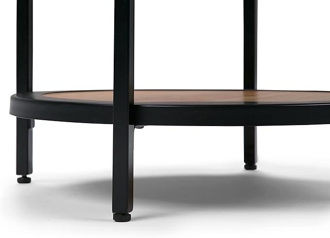 SIMPLIHOME Jenna Industrial 18 inch Wide Metal Round Accent Side Table in Natural for the Living Room and Bedroom