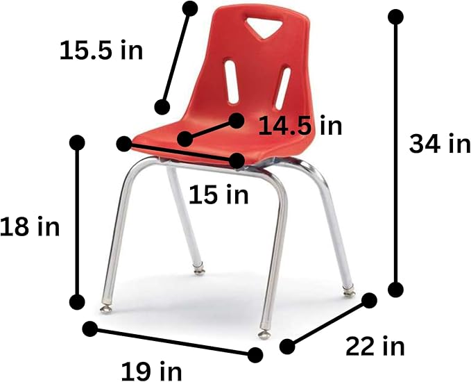 Berries Jonti-Craft 8148JC6008 Stacking Chairs with Chrome-Plated Legs, 18" Height, Red, Pack of 6