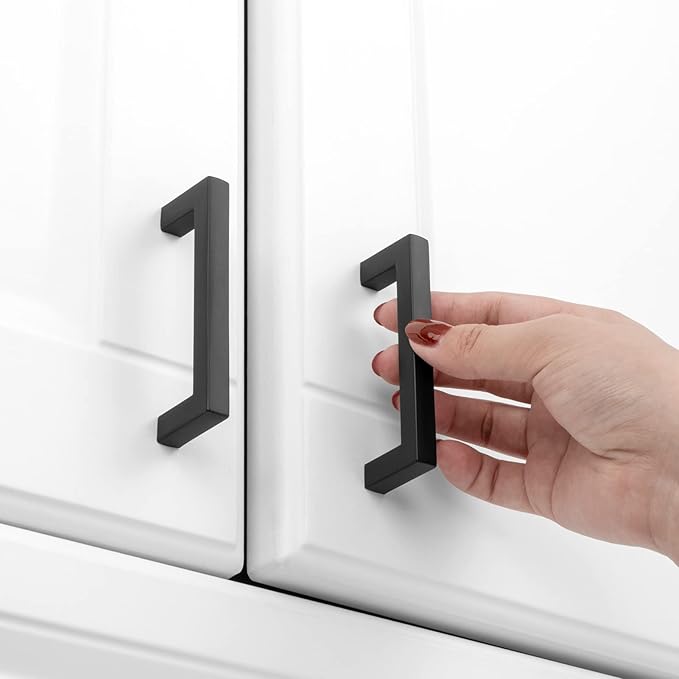 KOOFIZO 30-Pack Solid Square Bar Cabinet Handle - Black Furniture Pull, 3 Inch/76mm Screwhole Distance for Kitchen Cupboard Door, Bedroom Dresser Drawer, Bathroom Wardrobe Hardware