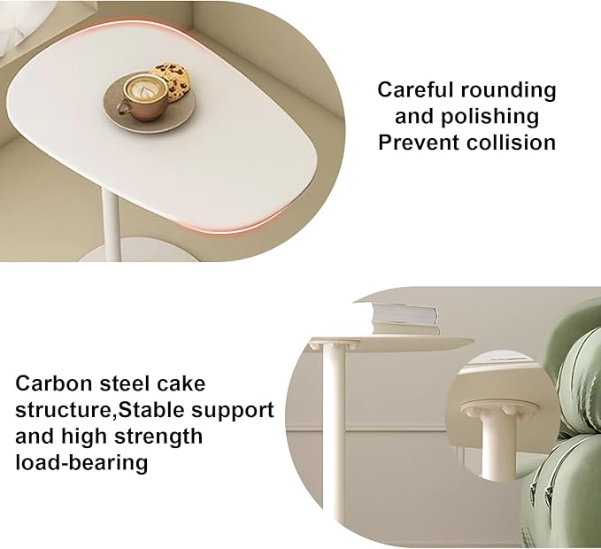 Modern Metal Side Table C Shaped End Table for Couch Slim Sofa Side Table Snack End Table Tv Trays for Eating On Couch for Dining Room, Living Room, Cafe and Balcony (1Pack)