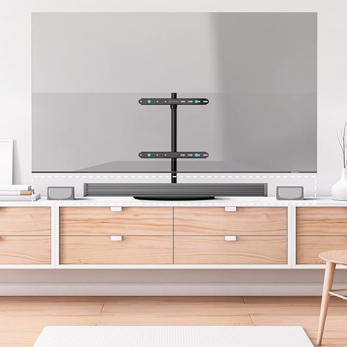 ONKRON Tabletop TV Stand for 32-65 Inch TVs up to 77 lbs, Height Adjustable TV Swivel Stand max VESA 400x400, Tabletop Universal TV Stand with Tempered Glass Base/Pedestal Television Stand Black