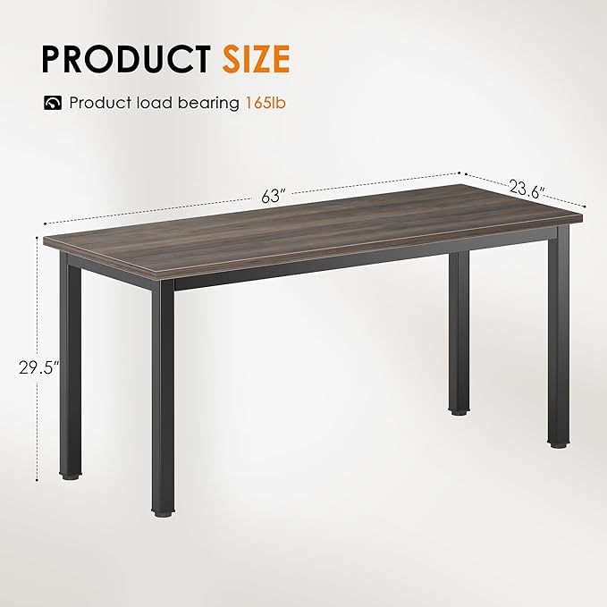 DlandHome Computer Desk Home Office Table Writing Desk Study Table Gaming Desk Worstation (63 inch, Walnut)