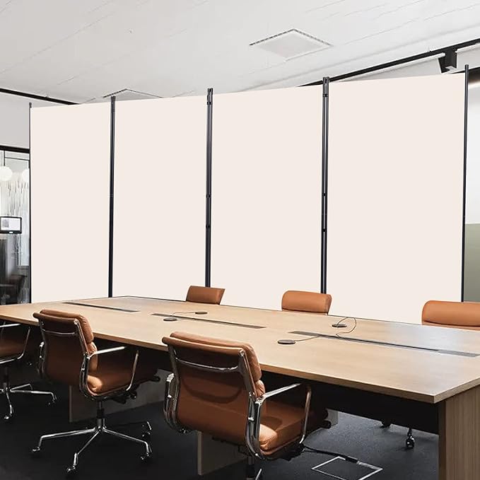 Room Divider, 4 Panel Folding Privacy Screens with Wider Support Feet, 6 Ft Portable Room Partition for Room Separator, 136" W X 71" H, Beige