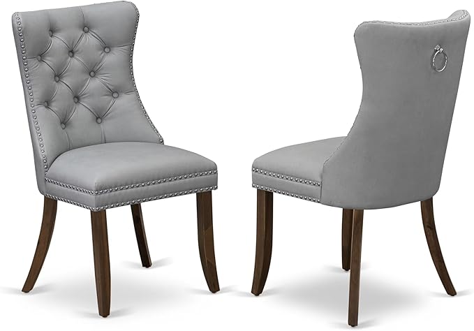 LEDA5-AWA-27-5 Pieces Modern Dining Set Includes a Rectangle Kitchen Table and 4 Light Gray Polyester Fabric Dining Chairs, Antique Walnut