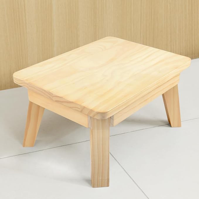 HOUCHICS Wooden Step Stool,One Step Stool for Adult Kids,Wood Bedside Step Stools for Kitchen,Bathroom,Bedroom(Wooden)