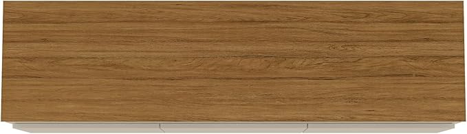 Manhattan Comfort Yonkers 63 Inch Mid Century Modern TV Stand with Storage, 3 Flip Down Door, Hole for Wire Management, Fits Up to 60" Television, Durable & Versatile Console Table, Off White/Cinnamon