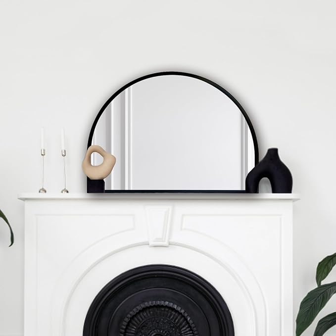 WAMIRRO Minimalist Black Arched Mirror,Window Pane Farmhouse Wall Mirrors Decor for Wall Mounted,28"X20"