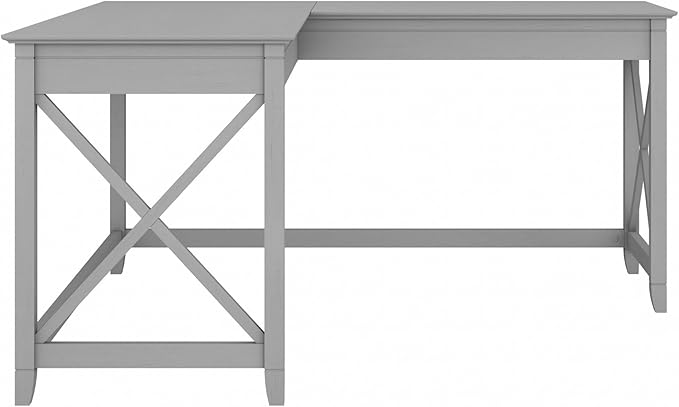 Bush Furniture Key West 60W Modern Farmhouse L Shaped Desk in Cape Cod Gray | 60-Inch Corner Table for Home Office