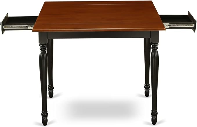 East West Furniture MZNO3-BCH-W 3 Piece Dining Table Set for Small Spaces Contains a Rectangle Dining Room Table with Dropleaf and 2 Wooden Seat Chairs, 36x54 Inch, Black & Cherry