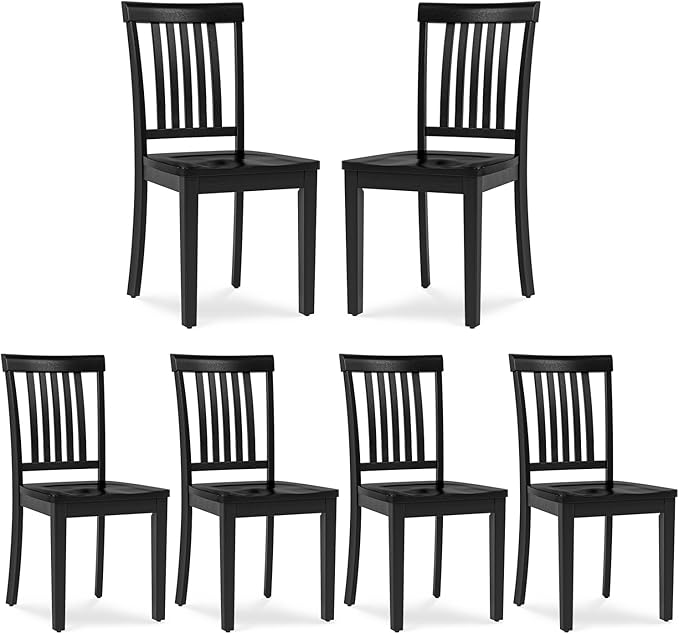 COLAMY Wooden Dining Room Chairs Set of 6, Spindle High Back Windsor Kitchen Side Chair, Farmhouse Dining Chairs for Kitchen, Dining Room, Black