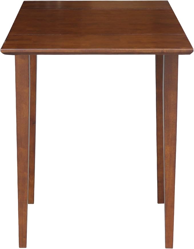 IC International Concepts, Small Drop Leaf Dining Table with Dual 9" Drop Leaf, Solid Real Wood, Sturdy Parawood, Dimensions 36"W x 22"D x 29"H, Espresso
