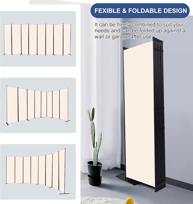 Room Divider and Folding Privacy Screens， Large 8 Panel Room Divider Wall Screen for Room Separtition, Partition Room Dividers Panel, Portable Fabric Wall Divider Room Separator for Office, School