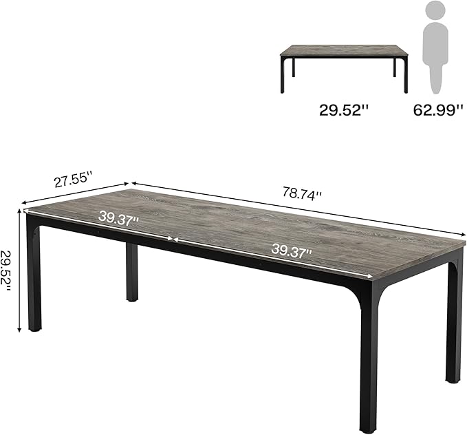 Tribesigns 78.7 Inches Extra Long Computer Desk 2 Person Desk, Double Long Desk, Workstaion for Home Office (Gray+Black)