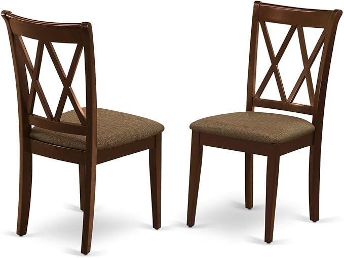 East West Furniture PSCL5-MAH-C 5 Piece Modern Dining Table Set Includes a Rectangle Wooden Table with Butterfly Leaf and 4 Linen Fabric Kitchen Dining Chairs, 32x60 Inch, Mahogany