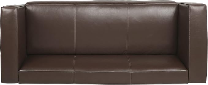 Merax Mid Century Modern 3 Seater Sofa with Birch Wood Legs, 80" Wide Smooth Upholstered Couch for Living Room, Apartment, Dark Brown