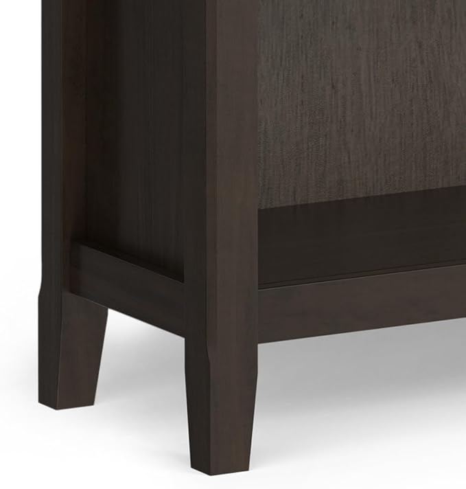 SIMPLIHOME Amherst Bookcase - 70 inch Tall 5-Shelf Solid Wood Bookshelf in Hickory Brown, Transitional Storage for Living Room, Study Room or Office with Adjustable Shelves and Tapered Legs