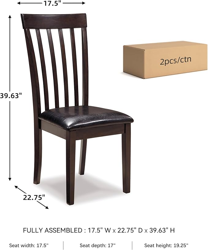 Signature Design by Ashley Hammis Rake Back Dining Room Chair, Set of 2, Dark Brown