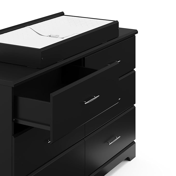 Storkcraft Brookside 6-Drawer Dresser (Black) – GREENGUARD Gold Certified, Nursery & Kids Storage, Nursery Essentials, Kids Room Storage, Durable Bedroom Dresser