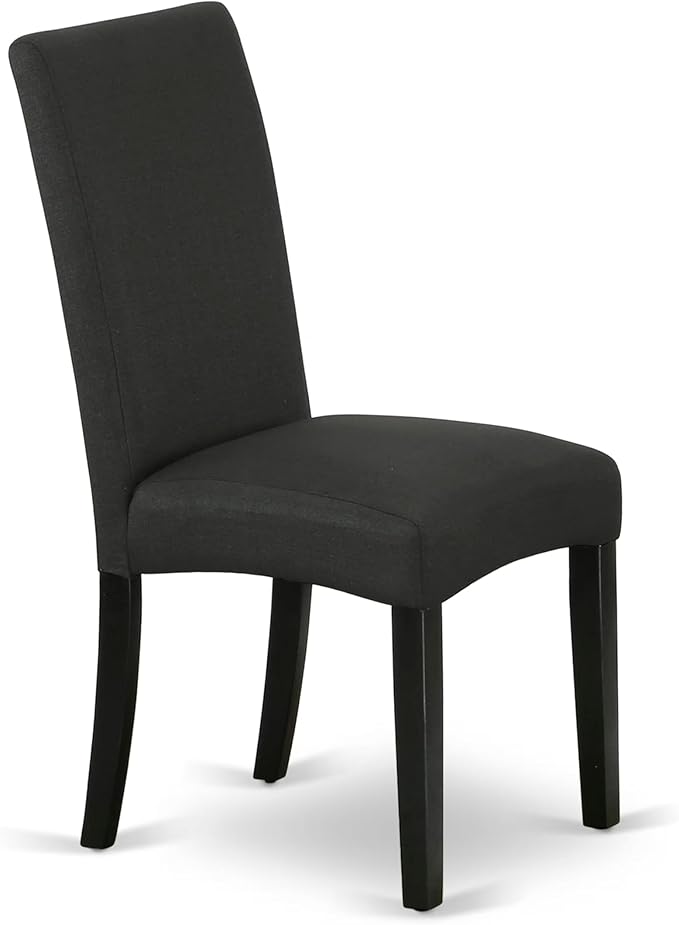 East West Furniture V677DR124-5 5 Piece Dining Room Table Set Includes a Rectangle Kitchen Table with V-Legs and 4 Black Color Linen Fabric Parson Dining Chairs, 40x72 Inch, Multi-Color
