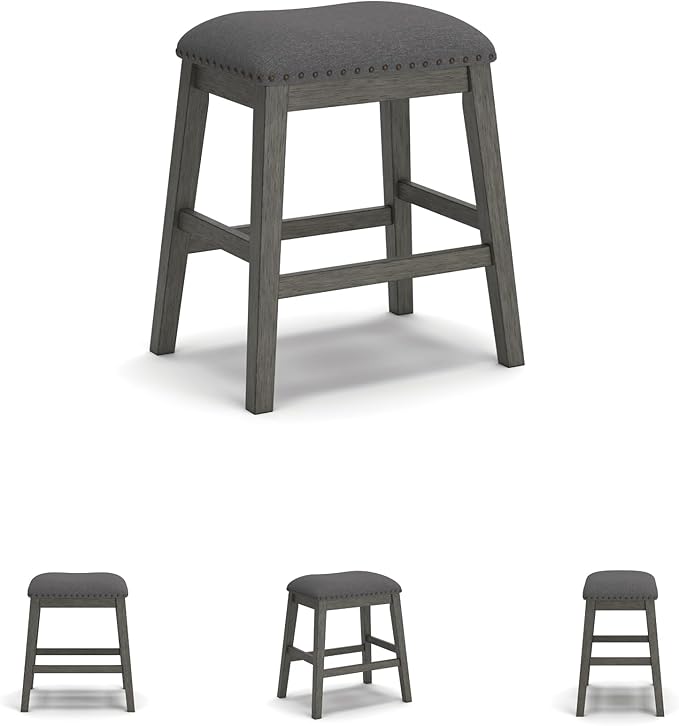 Signature Design by Ashley Caitbrook Rustic 24.4" Counter Height Upholstered Barstool, 2 Count, Gray